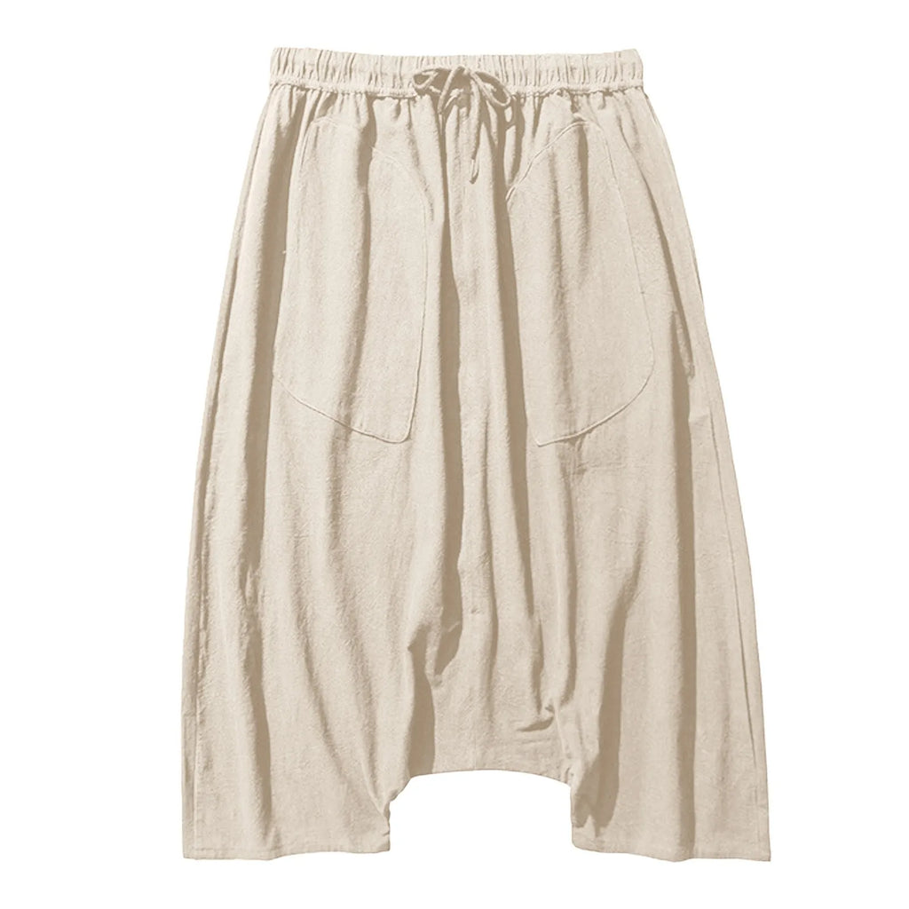 Mens Overalls Cotton Shorts Pants Wide Leg Knee Length Men Pants Casual Stretch Garment Parachute Pants Harajuku Streetwear Y2k - Apparel & Accessories from Linloft.