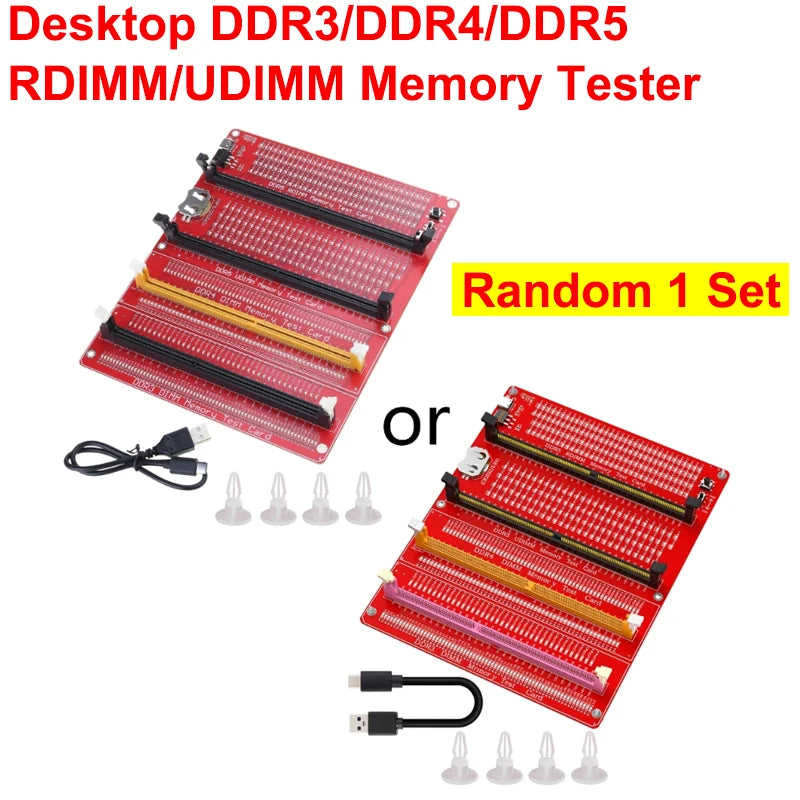 DDR3/4/5 RDIMM/UDIMM Memory Tester with LED Indicator USB C Power Supply Test Button Computer DDR3/4/5 Memory Test Card