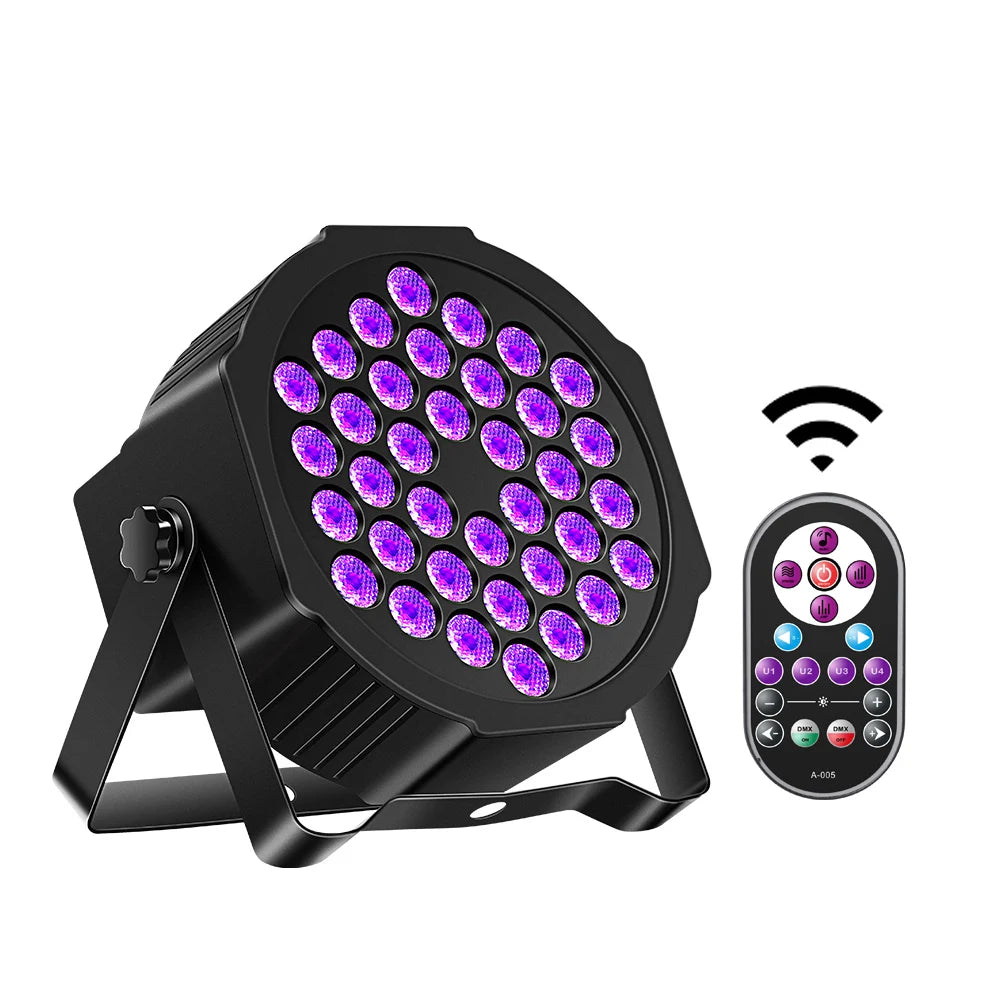 U'King 4PCS 36 LED Stage Flat Par Lighting 36W UV Blacklight DMX512 Effect for DJ Disco Party Christmas Bar Club Show Lights