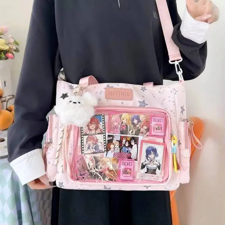 New Y2K Cute Japanese Ita Shoulder Bag Lolita Girls Transparent Tote Bag Large Capacity Crossbody Casual Bag DIY Display Handbag - Bags & Cases from Linloft.