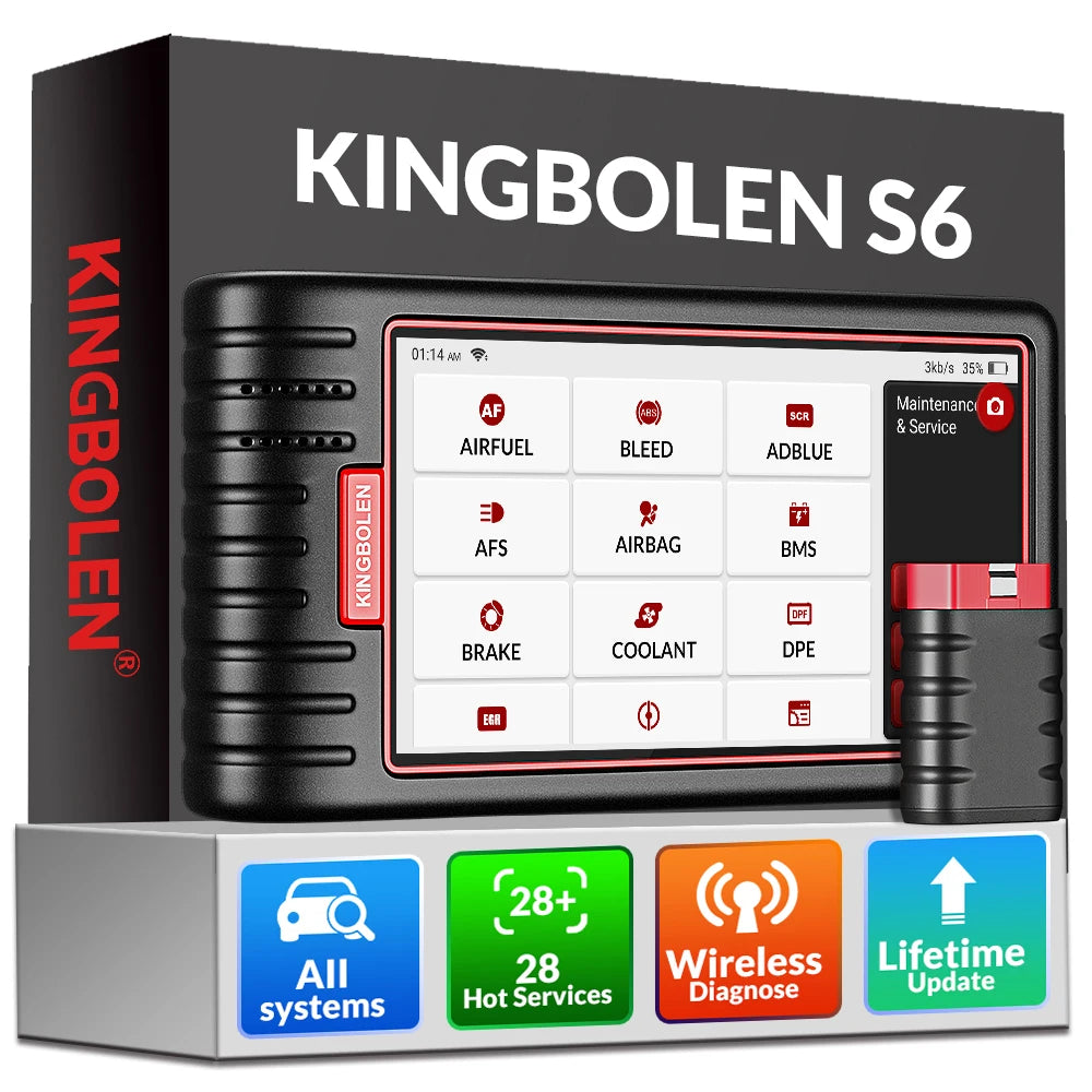 KINGBOLEN S6 CAN FD All System Bluetooth Car Diagnostic Tools Auto OBD Scanner 28 Resets Lifetime Free Update Support TPMS