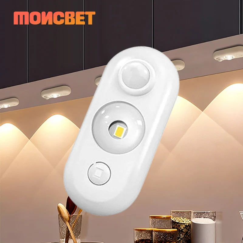 Motion Sensor Light Magnetic Downlight USB Rechargeable Human Body Inducttion Wireless LED Night Light for Cabinet Stairs