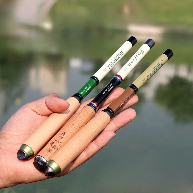 1.2M-2.1M Ultra Short Carbon Fishing Rod Super Light Hard Mini Portable Telescopic Fishing Pole with Rod Pocket