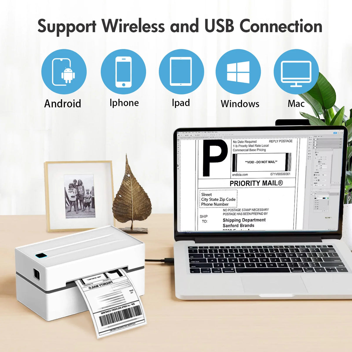 Portable Bluetooth Thermal Label Printer, 4x6 - Electronics & Accessories from Linloft.