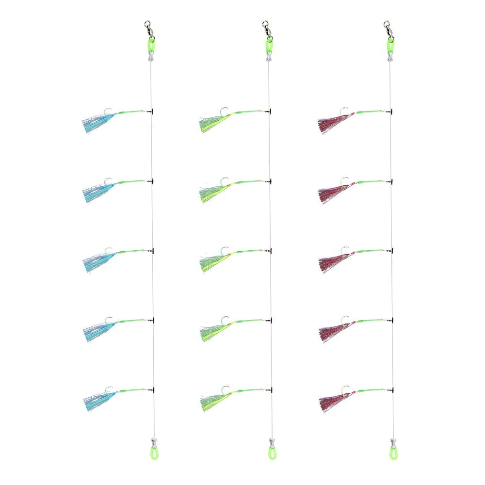 ZYZHE 1pc Deep Drop Rigs With 5 Luminous Circle Hooks Saltwater Boat Fishing Bait Rigs Ideal For Tuna Cod Redfish Marlin