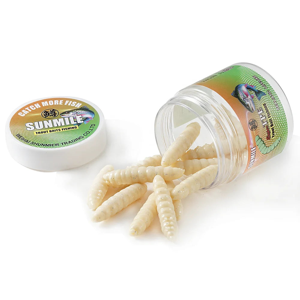 Shrimp-Scented Trout Worm Lures, 12-Pack - Fishing Tackle from Linloft.