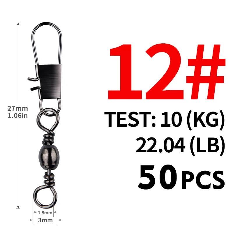Stainless Steel Rolling Swivels with Snap, 50-Pack - Fishing Tackle from Linloft.