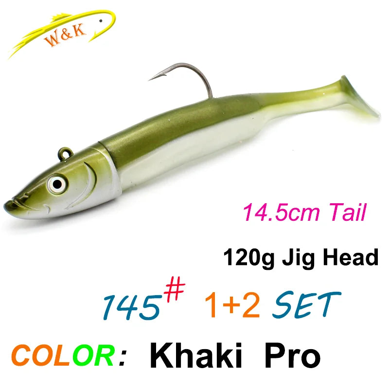Soft Bait KIT with 120g JIG 14.5cm Paddle Tail for Rock Fish Cod Pollock Trolling Fishing Lures 7.3inch 150g Boat Fishing Vinyl - Fishing Tackle from Linloft.
