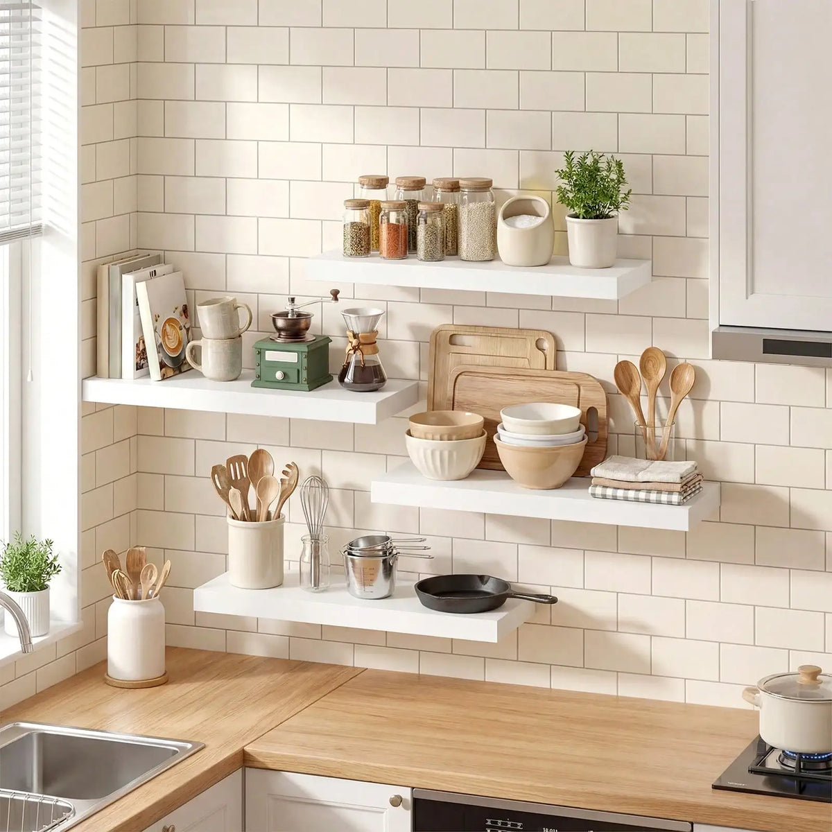 4 Pack Floating Shelves Modern Black Wood Wall Shelves Storage Shelving Unit With Invisible Metal Brackets Display Rack For Bathroom Living Room Bedroom Kitchen Housewarming Gift