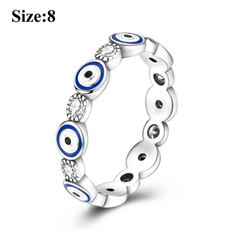 MULA Wedding Band Rings for Women Man 925 Sterling Silver Evil Eye Hand Celtic Knot Four-Leaf Clover Ring Stackable Jewelry Gift - Rings & Jewelry from Linloft.