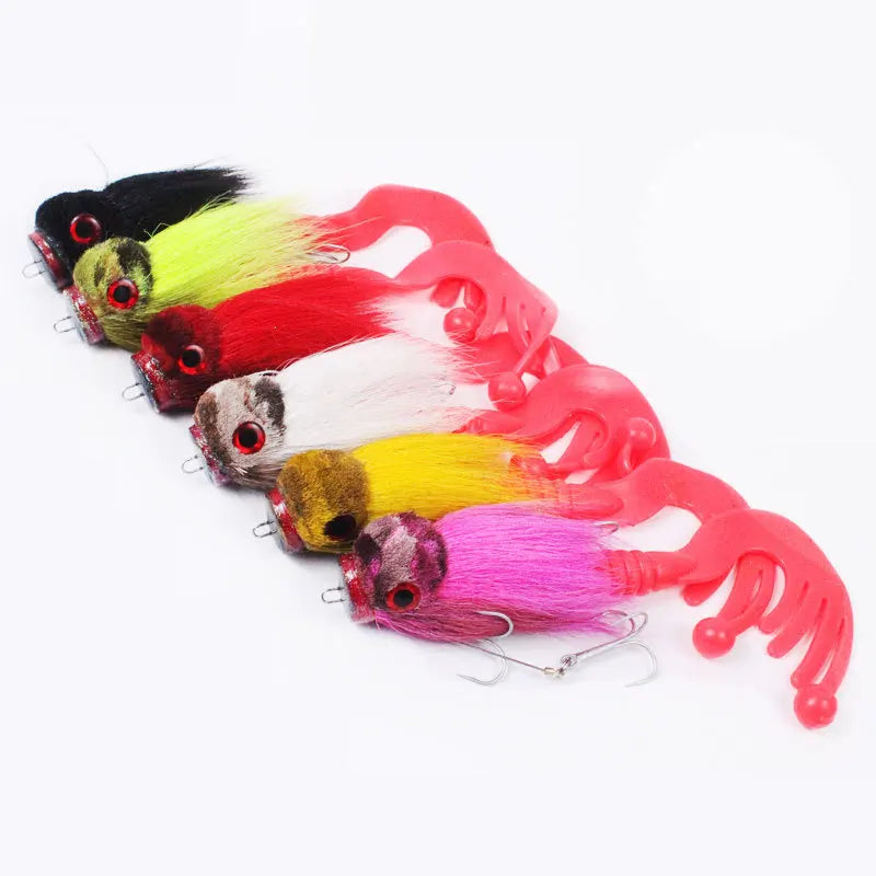 Fishing Lure 85g/23cm Artificial Fly Mouse Bait Bucktail Silicone Soft Big Deer Hair Rat Tackle Head Hooks Pike Bass Winter