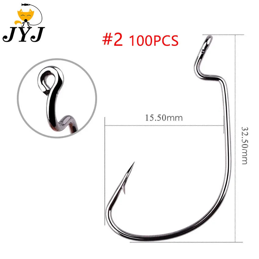 High-Carbon Offset Worm Hooks, 100-Pack - Fishing Hooks from Linloft.