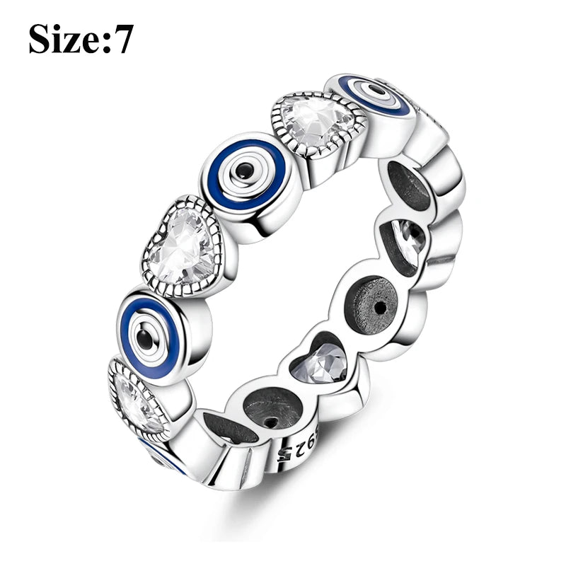 MULA Wedding Band Rings for Women Man 925 Sterling Silver Evil Eye Hand Celtic Knot Four-Leaf Clover Ring Stackable Jewelry Gift - Rings & Jewelry from Linloft.