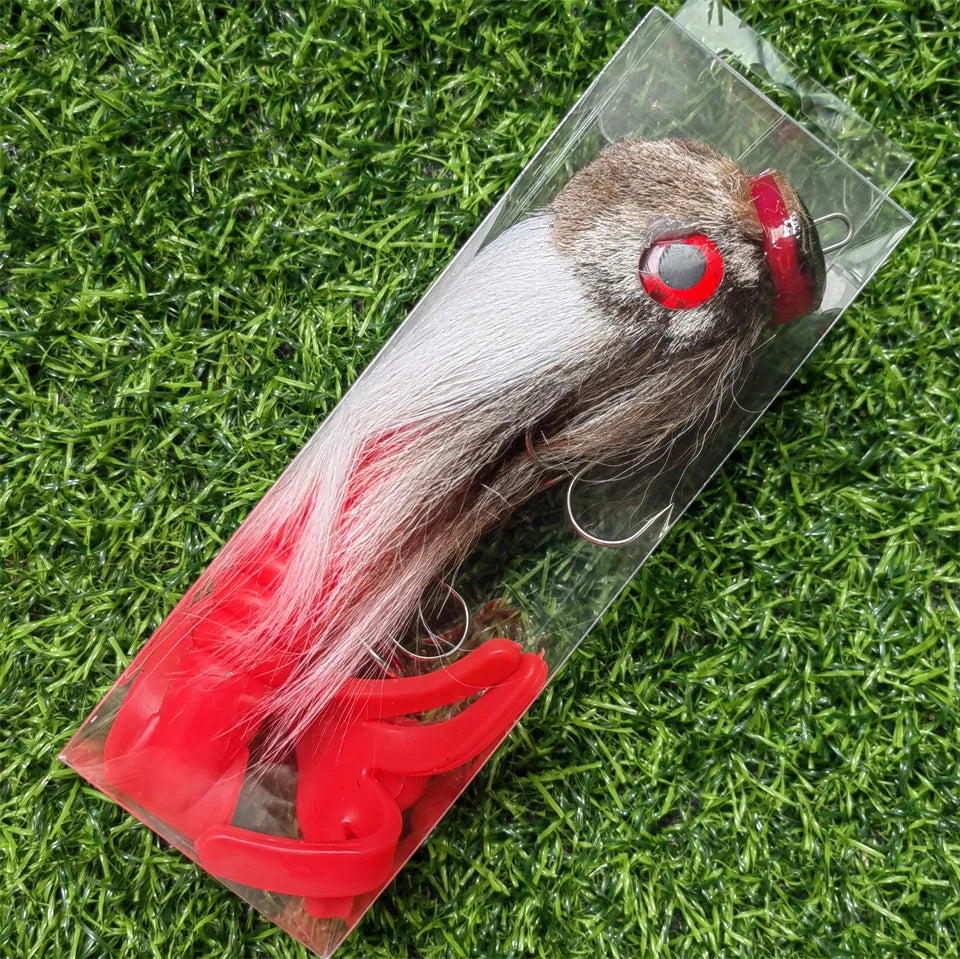 Fishing Lure 85g/23cm Artificial Fly Mouse Bait Bucktail Silicone Soft Big Deer Hair Rat Tackle Head Hooks Pike Bass Winter - Fishing Hooks from Linloft.