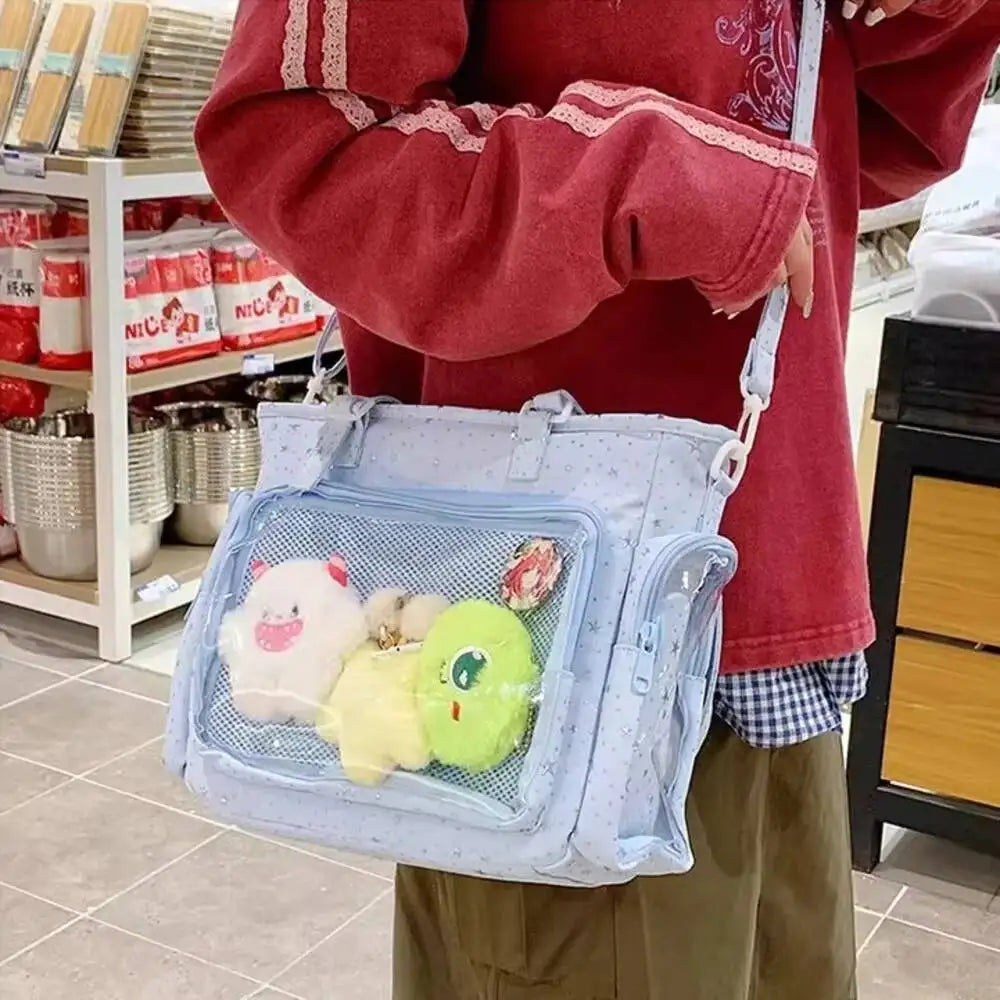 New Y2K Cute Japanese Ita Shoulder Bag Lolita Girls Transparent Tote Bag Large Capacity Crossbody Casual Bag DIY Display Handbag - Bags & Cases from Linloft.