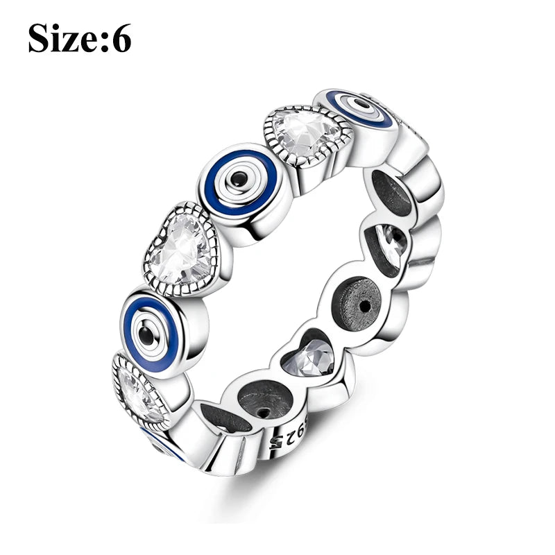 MULA Wedding Band Rings for Women Man 925 Sterling Silver Evil Eye Hand Celtic Knot Four-Leaf Clover Ring Stackable Jewelry Gift - Rings & Jewelry from Linloft.