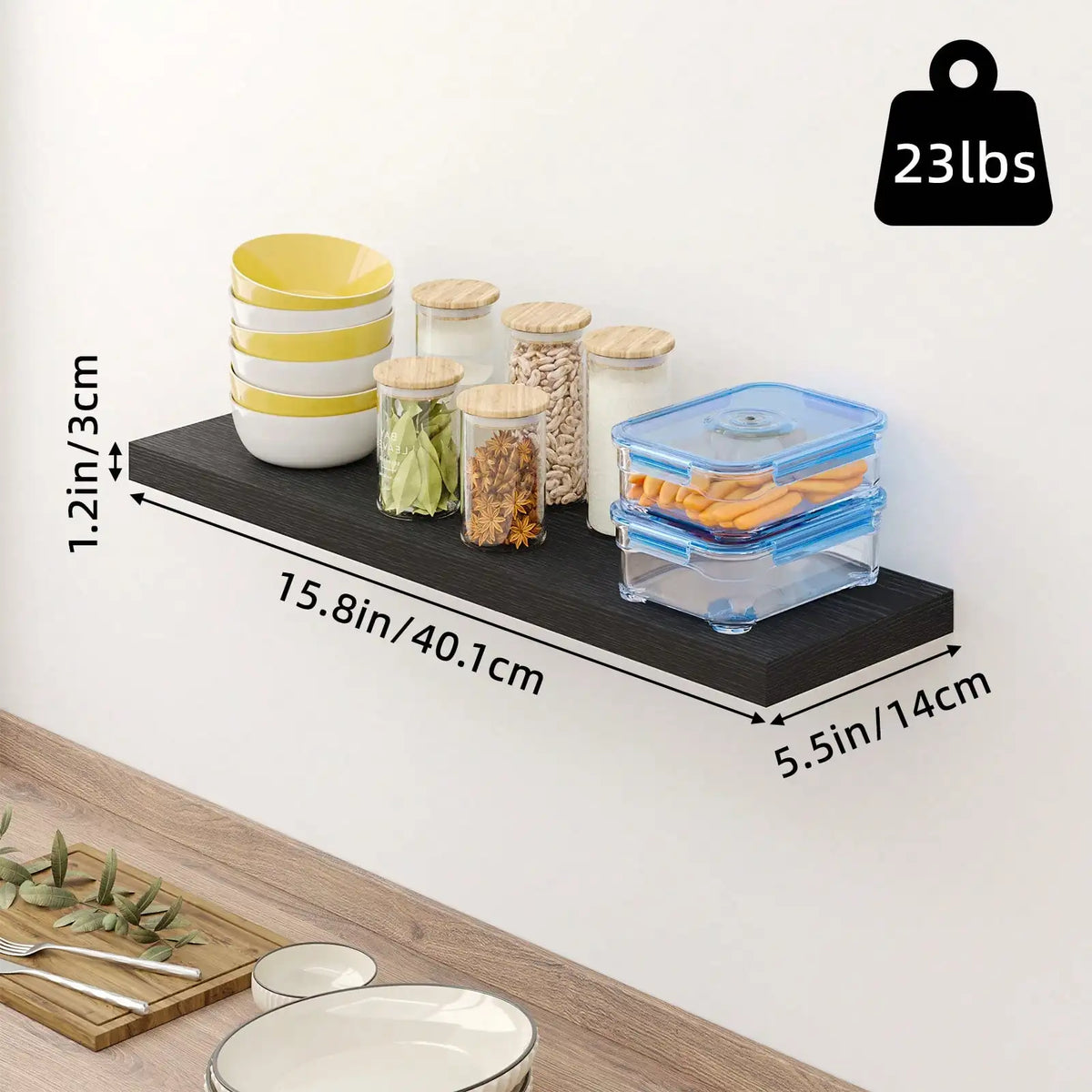 4 Pack Floating Shelves Modern Black Wood Wall Shelves Storage Shelving Unit With Invisible Metal Brackets Display Rack For Bathroom Living Room Bedroom Kitchen Housewarming Gift