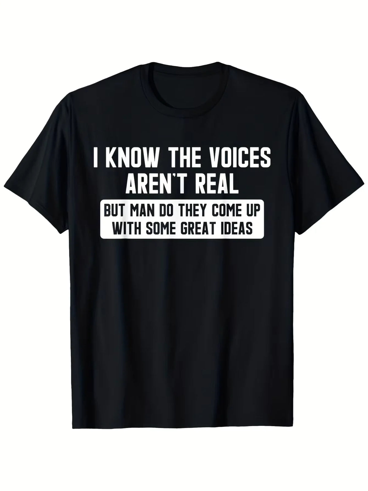 Plus Size - I Understand Those Voices Don'T Actually Exist. Humorous T-Shirt, Featuring a Retro, Quirky Humor Style, Printed with Slogans about Mental Health Issues. Suitable for Casual And Outdoor Wear, Available in Larger S - T-Shirts from Linloft.