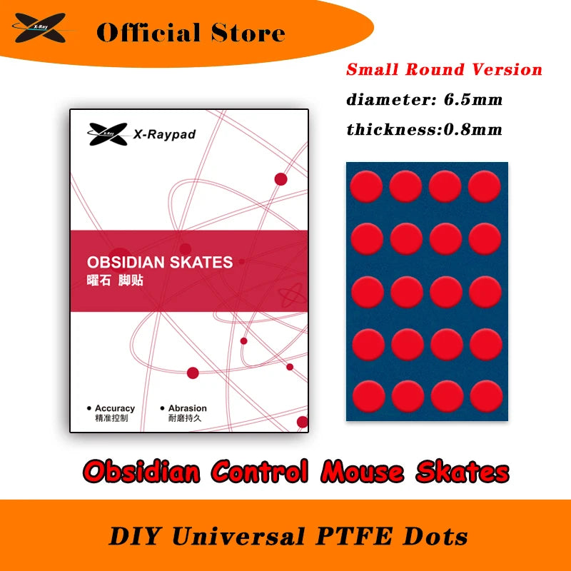 X-Raypad Obsidian Control Mouse Skates Universal 6.5mm Diameter Dots - 40pcs