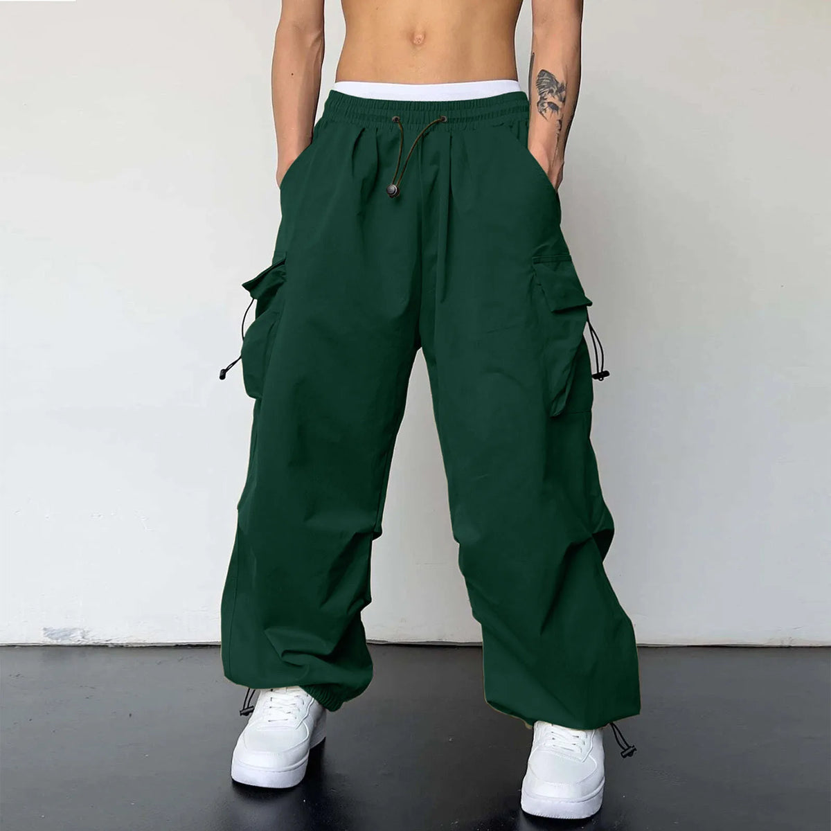 Harajuku Oversized Cargo Parachute Pants For Men Y2k Hip Hop Wide Leg Pants Joggers Streetwear Vintage Baggy Casual Sweatpants - Apparel & Accessories from Linloft.