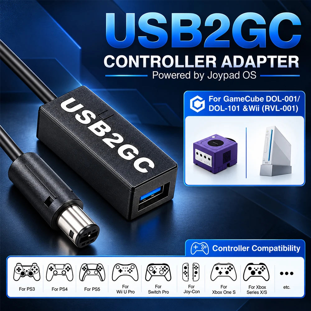 USB2GC USB Controller to NGC Adapter for GameCube Console Connect to Switch Pro, XBOX 360, PS3,PS4,PS5 USB Controllers - Gaming Accessories from Linloft.