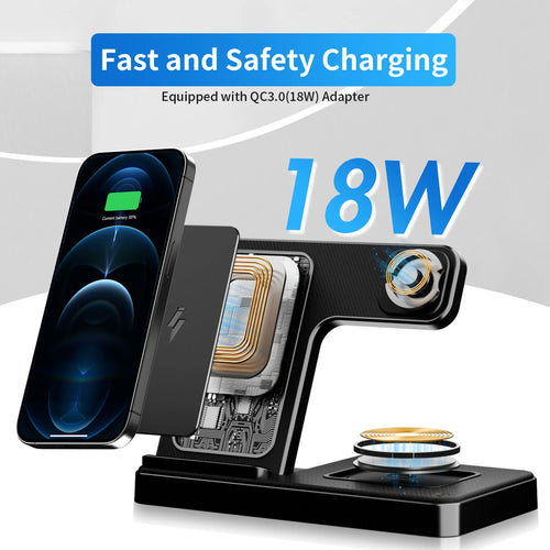 3-in-1 Foldable Magnetic Wireless Charger - Electronics & Accessories from Linloft.