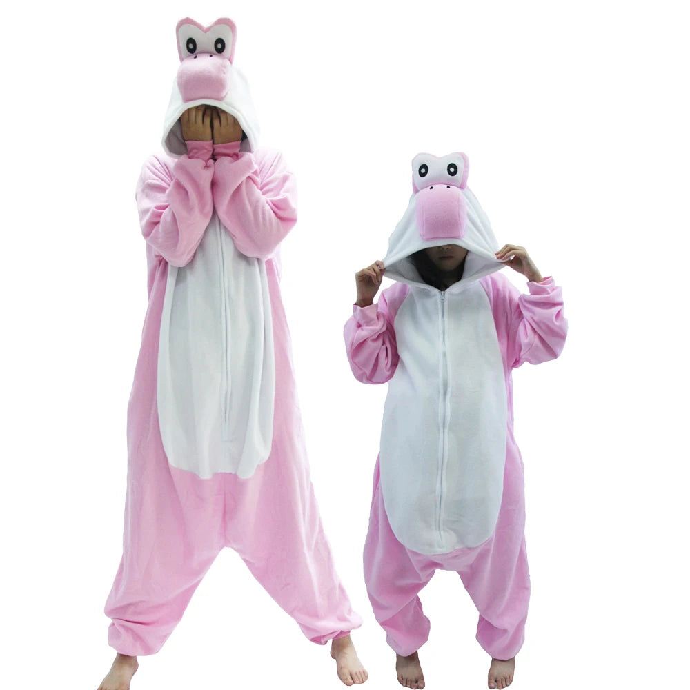 Colorful Yoshi Onesies Kigurumi Pajamas for Adult Unisex Fleece Pyjama Christmas Halloween Cosplay Cos Women Sleepwear Outfits