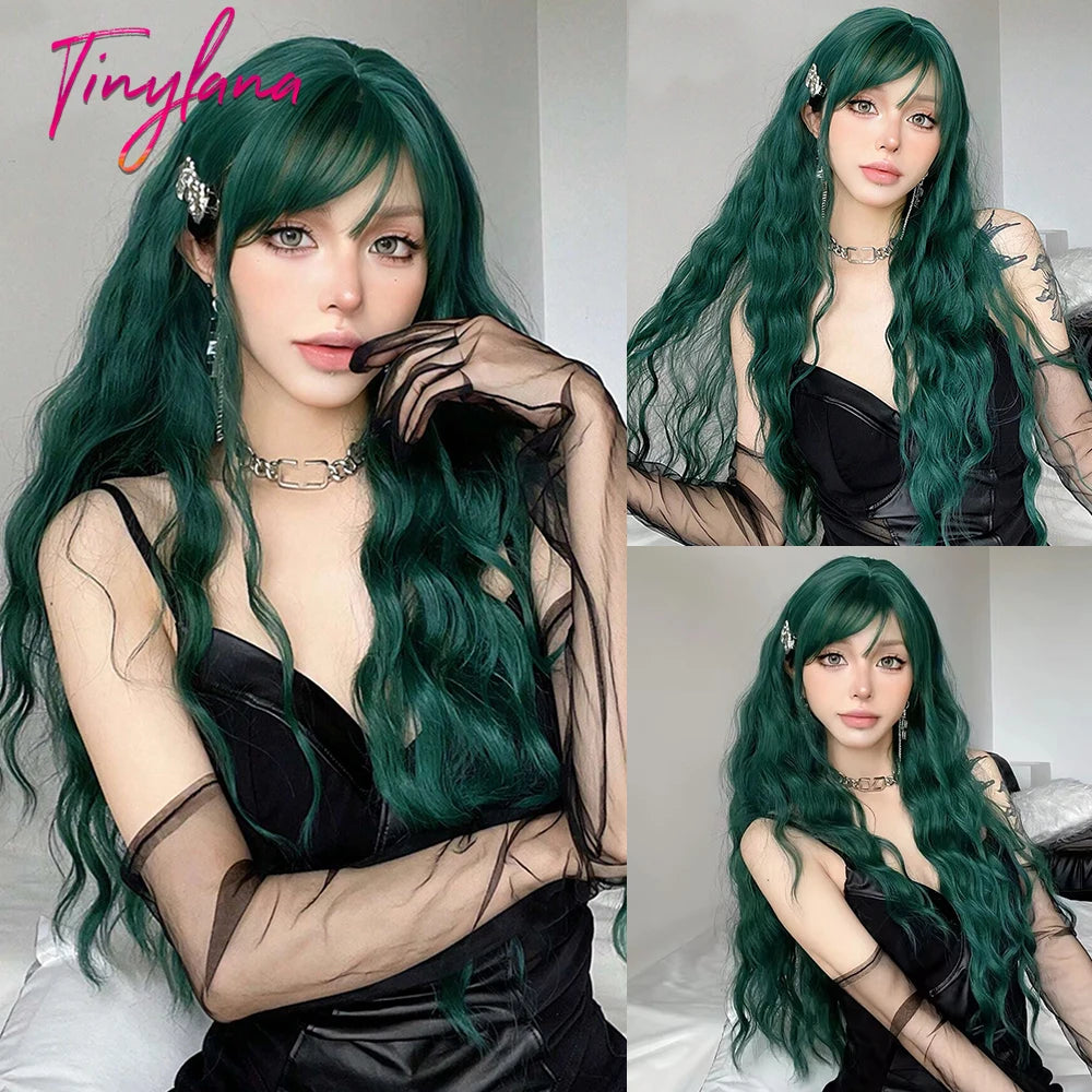 Long Wavy Synthetic Wig with Bangs - Apparel & Accessories from Linloft.