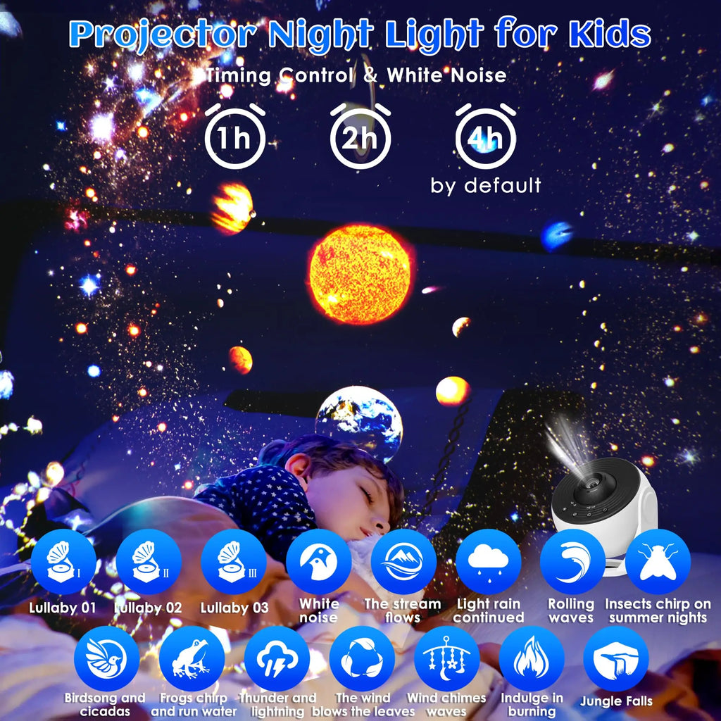 Galaxy Projector for Bedroom Pro Version HD 12 in 1 Film Discs Star Projector Galaxy Light Planetarium Projector with Timer White Noise 360 ° Rotation Bluetooth Remote Control - Home Lighting from Linloft.