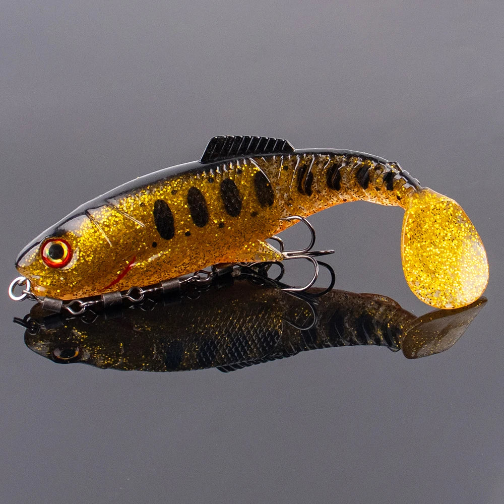 Magnisher Quality Soft Baits 10cm/13.5cm T-tail Silicone Fishing Lures with Hook Wobble Soft Lures Worm for Bass Trout Fishing - Fishing Hooks from Linloft.