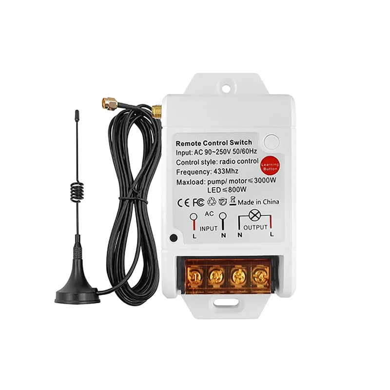 433 Mhz Remote Control Universal Wireless Remote Switch AC 220V 30A Relay Receiver 1000m RF Transmitter for Water Pump / Farm
