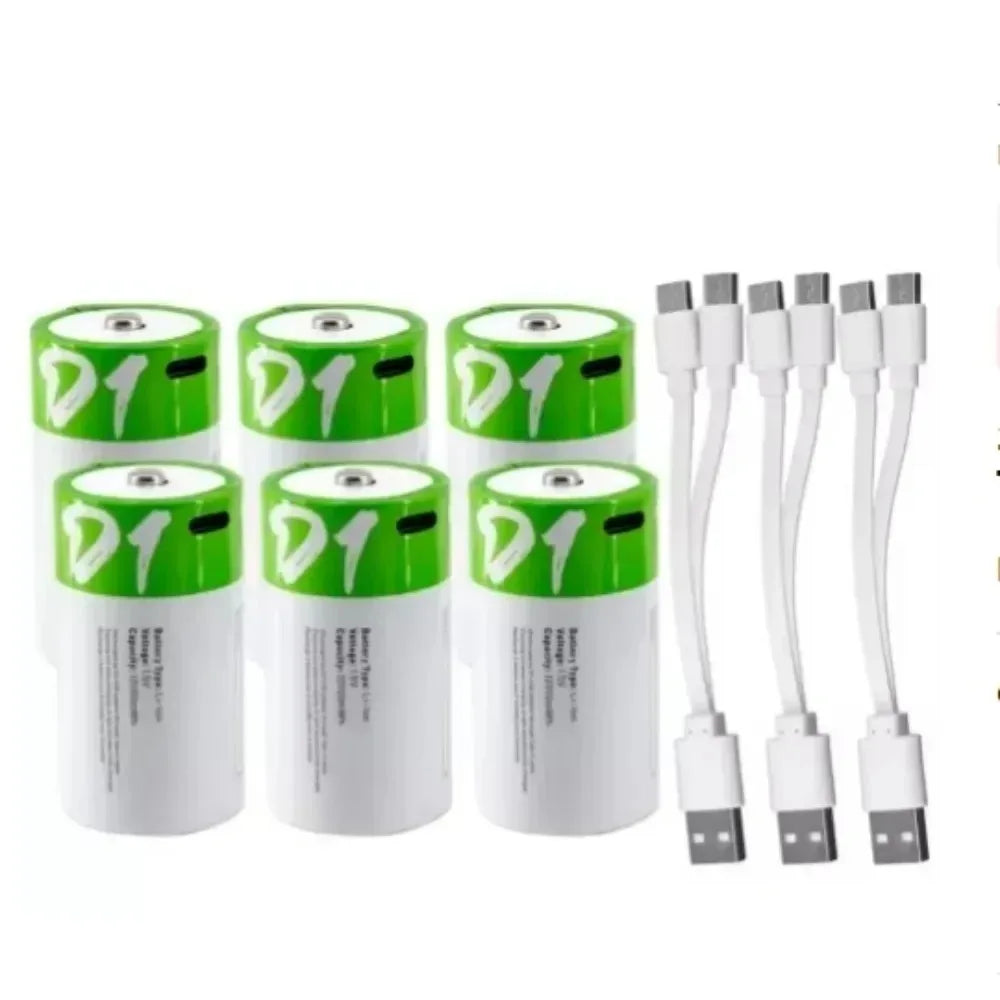 12000mWh 1.5V D Size LR20 Lithium Rechargeable Battery with Type-C Charging Cable, For Gas Stoves and Water Heaters Etc... - Electronics & Accessories from Linloft.