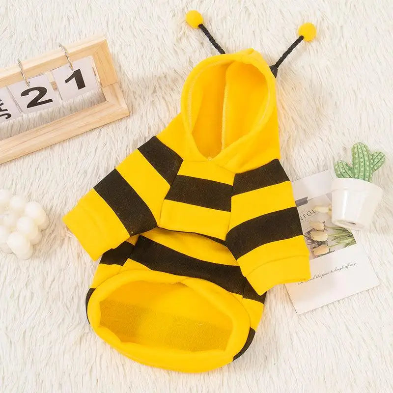 Cute Bee Dog Hoodie Autumn Winter Pet Clothes for Small Dogs Cats Puppy Teddy Schnauzer Warm Fleece Costume Apparel Transformati - Pet Supplies from Linloft.