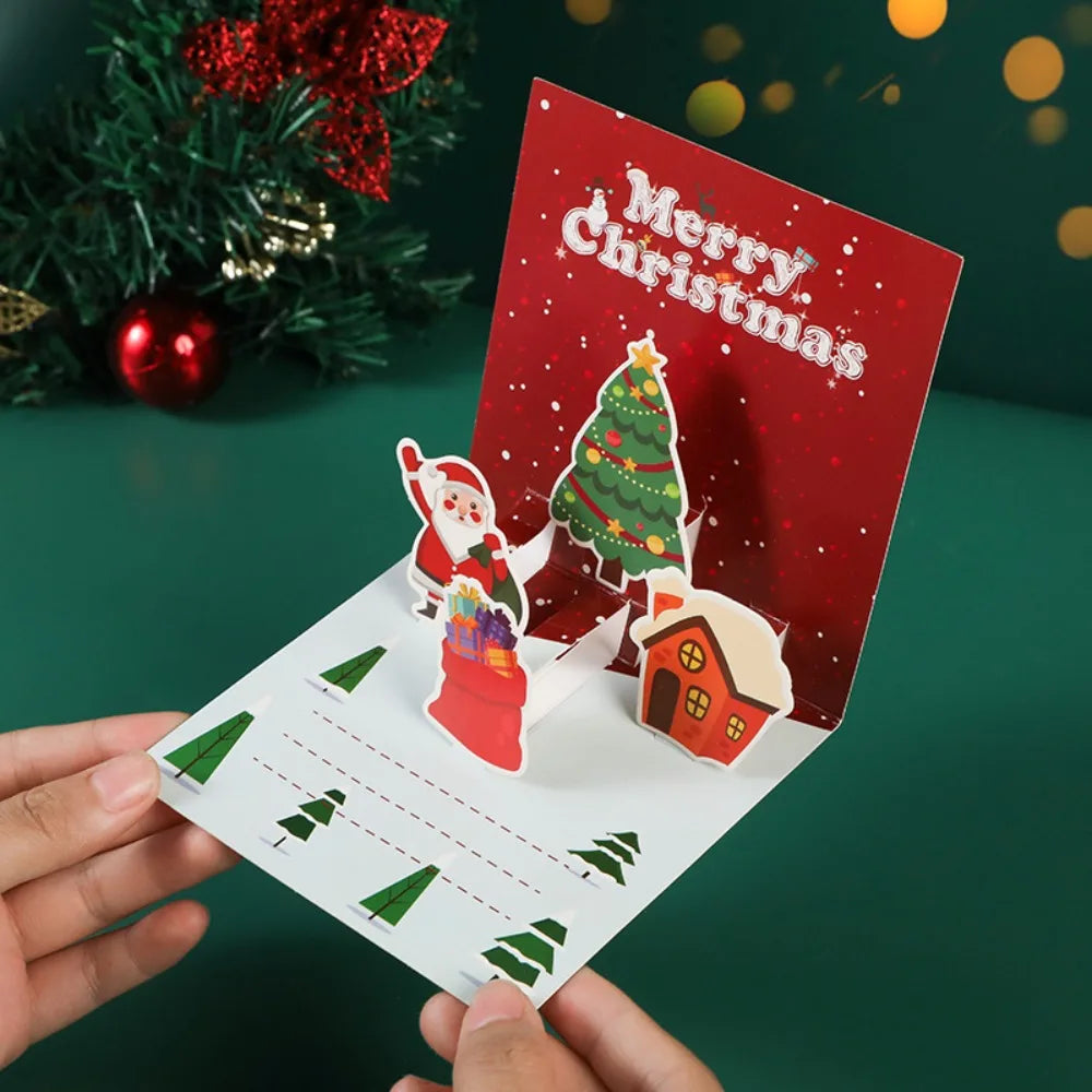 Christmas Greeting Card Xmas Tree Santa Gingerbread Man Holiday Blessing Card with Envelope 3D Pop-up New Year Party Gifts Card - Seasonal & Holiday from Linloft.