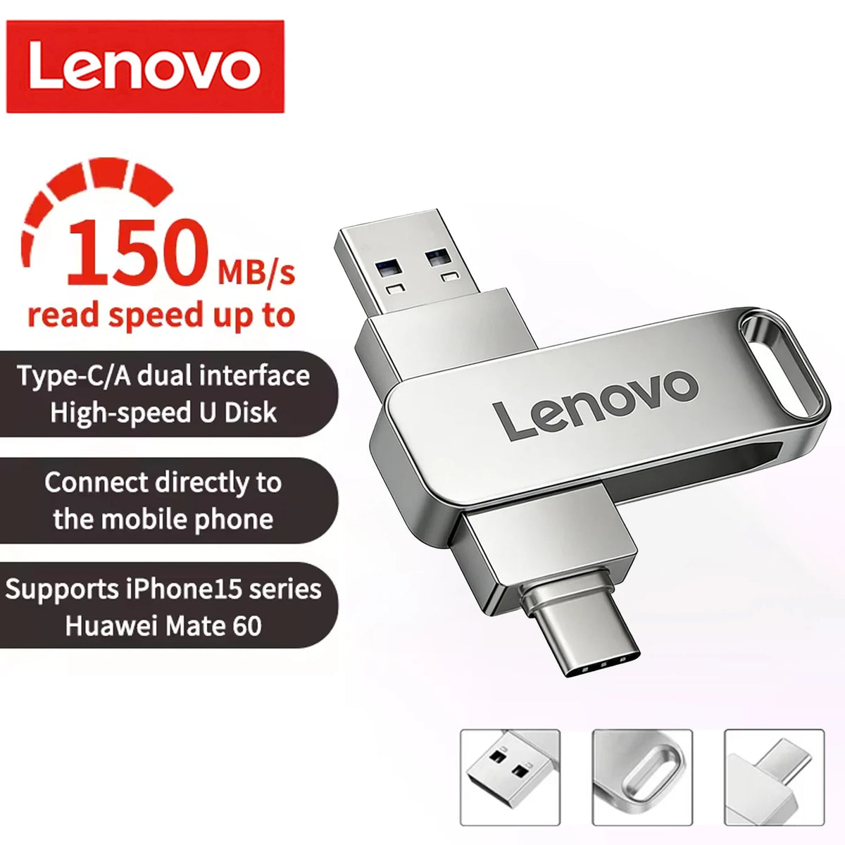 Lenovo OTG Pen Drive 1TB High Speed USB 3.2 Flash Drives Metal Type-C Pendrive 512GB Waterproof Stick For Phone Computer