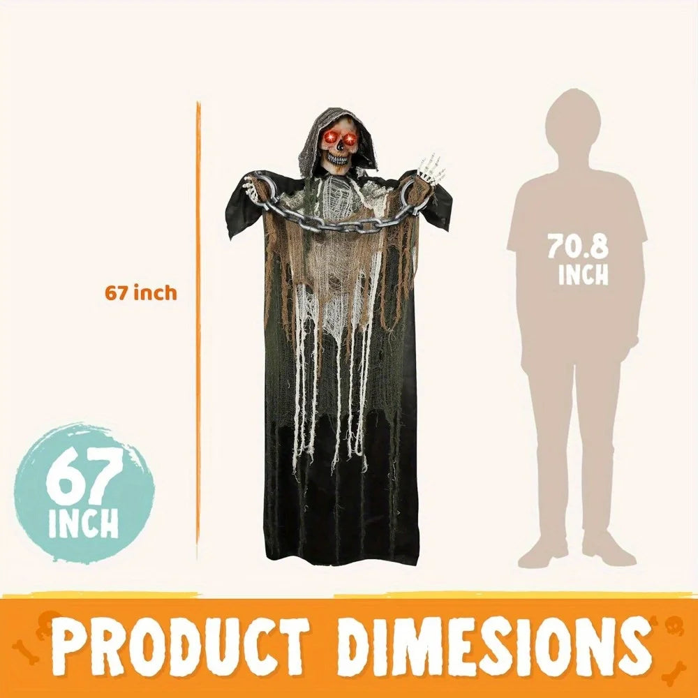 Life-Size Animated Grim Reaper Halloween Prop - Seasonal & Holiday from Linloft.