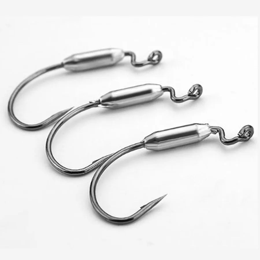 5pcs Soft Worm Lure 1/0# 2/0# 3/0# Offset Fishing Hook High Carbon Steel Wide Crank Fishhook 2g 2.5g 3g