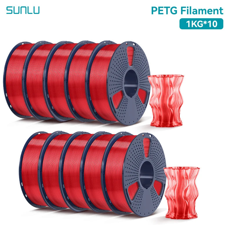 SUNLU PETG Filament 10KG 1.75MM 22LBS No Bubble Odorless Arrange Neatly Good Toughness BIodegradable High Transparency - 3D Printing Accessories from Linloft.