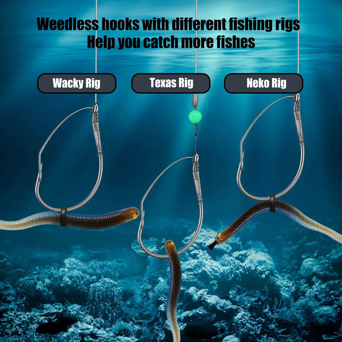 Weedless Drop Shot Hooks - Fishing Hooks from Linloft.