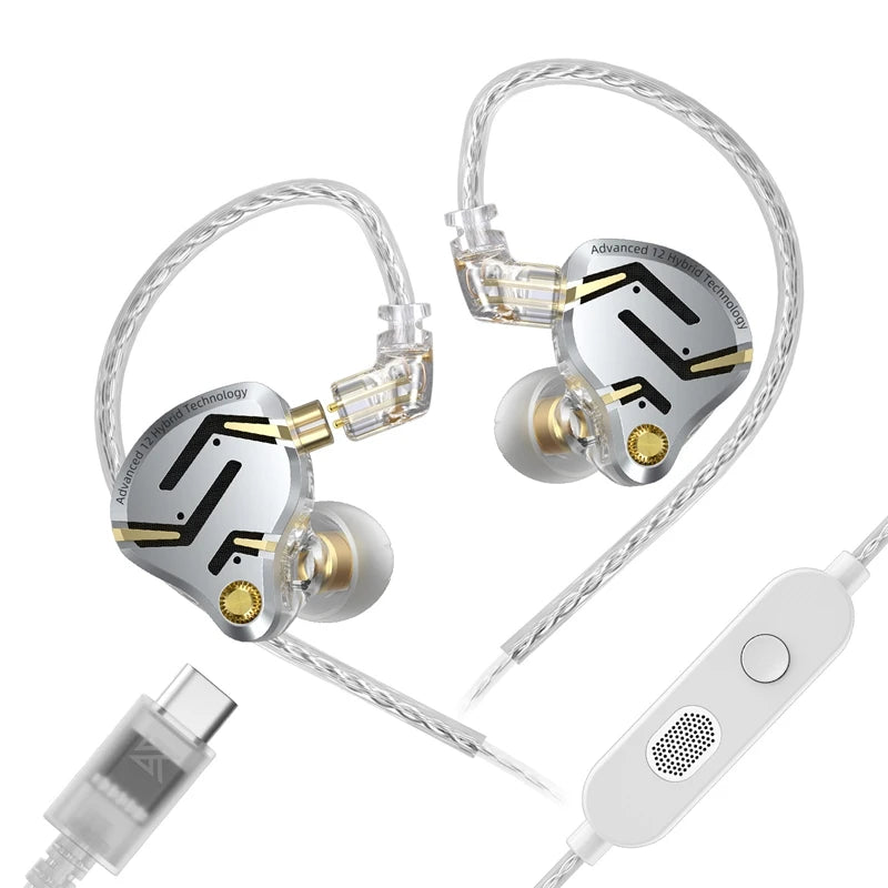 KZ ZS12 PRO 2 1DD + 5BA Hybrid HiFi In Ear Earphones Improved Bass Monitor Headphones Detachable Wire Earbuds Gaming Headest - Electronics & Accessories from Linloft.