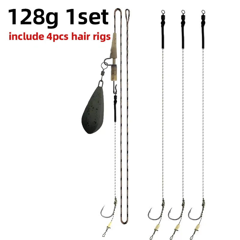 Carp Fishing Ready-to-Fish Rigs Kit,Includes Leadcore Leader with 4pcs Tied Hair Rigs & Weights (42g/56g/71g/85g/99g/113g/128g) - Fishing Tackle from Linloft.