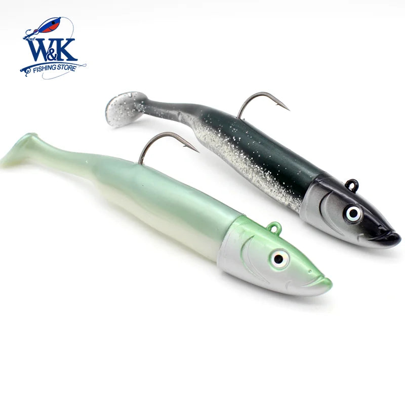Soft Bait KIT with 120g JIG 14.5cm Paddle Tail for Rock Fish Cod Pollock Trolling Fishing Lures 7.3inch 150g Boat Fishing Vinyl