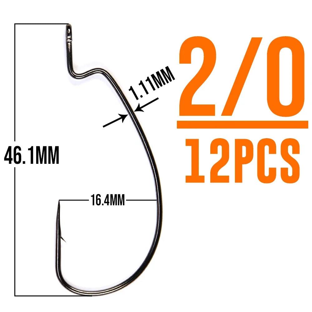 Thin Wire EWG Worm Hooks, 12-Pack - Fishing Hooks from Linloft.