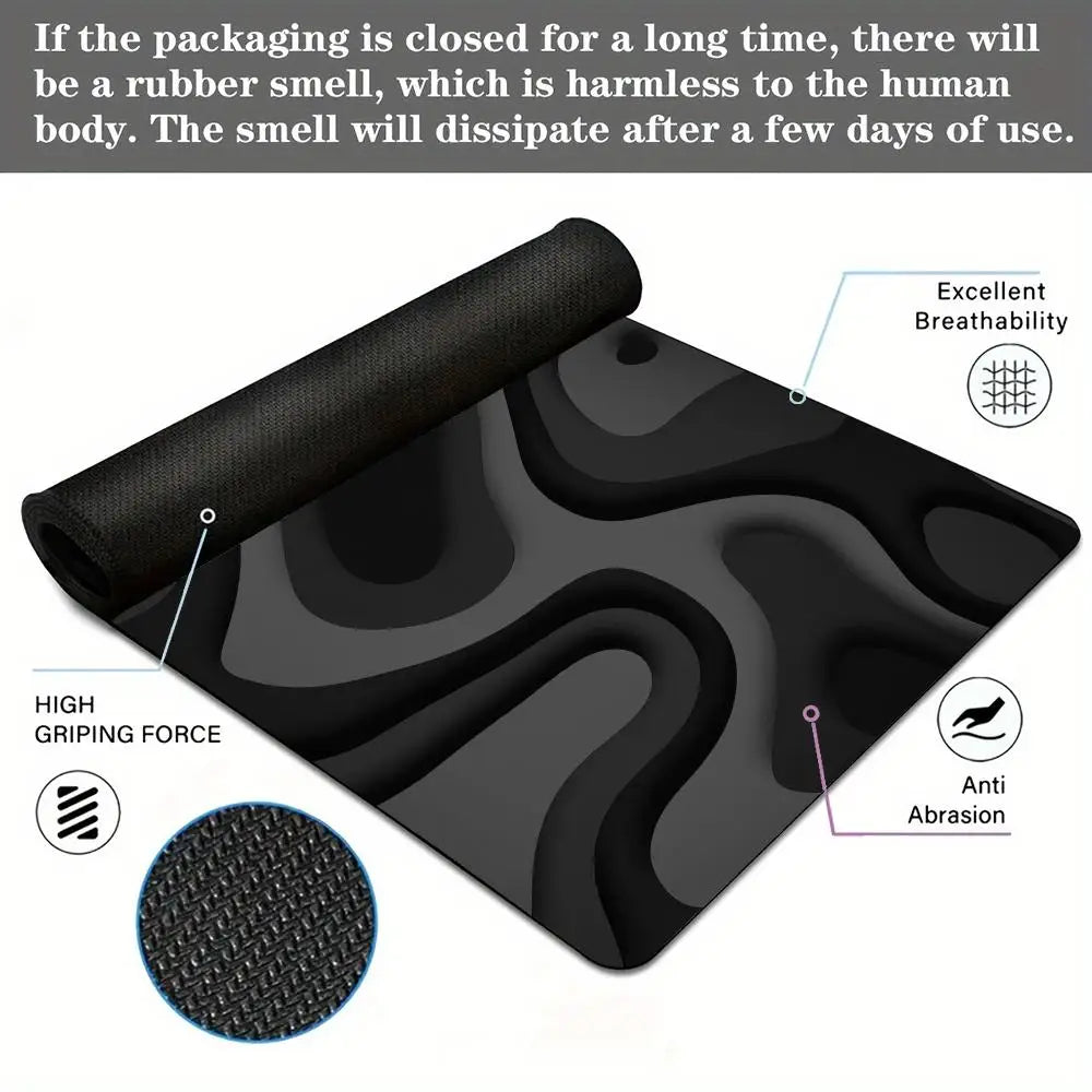 Black and Grey Abstract Art Pattern Design Mouse Pad Desk Mat with Stitched Edge Rubber Anti-Slip Gaming Mat Keyboard Mouse Pads