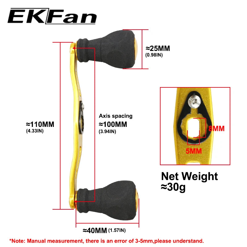 EKFAN 110MM Aluminium Handle EVA Knob For Shimno Dawa Bastcasting Fishing Reel