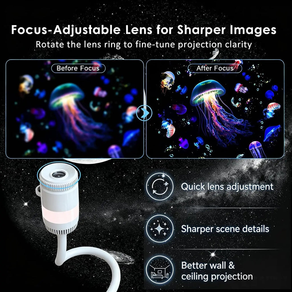 4K Galaxy Star Projector Night Light 2-in-1 USB RBG LED Night Light with 13 Projector Films 360° Adustable Brightness Control