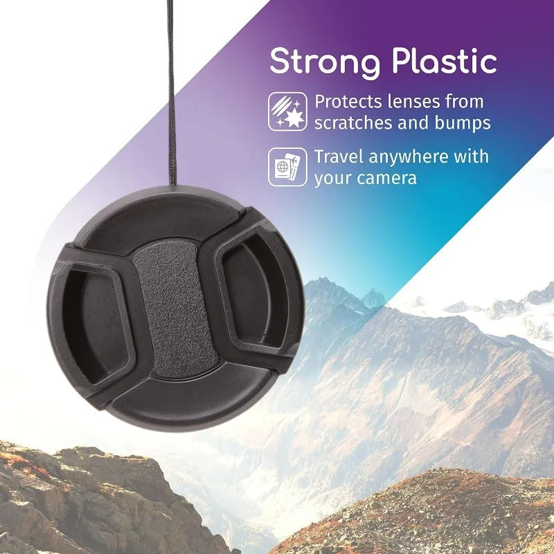 Universal Lens Cap 49 52 55 58 62mm Center Pinch Snap on Front Cap Cover for DSLR Camera Lens Protector Protective Accessories
