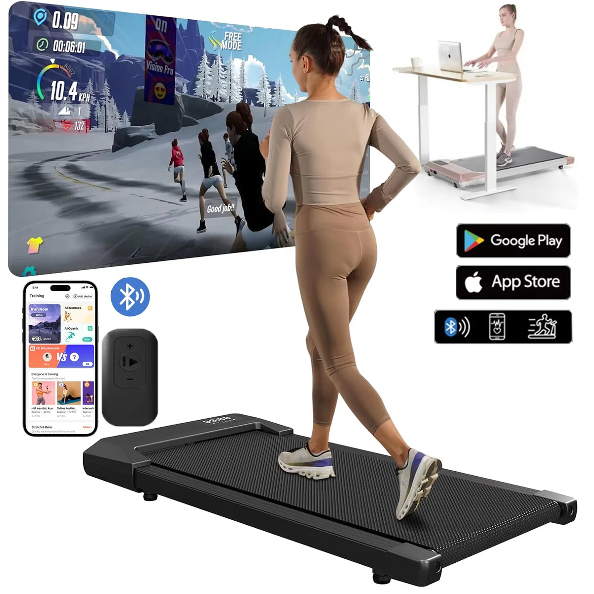 Home treadmill with LCD display