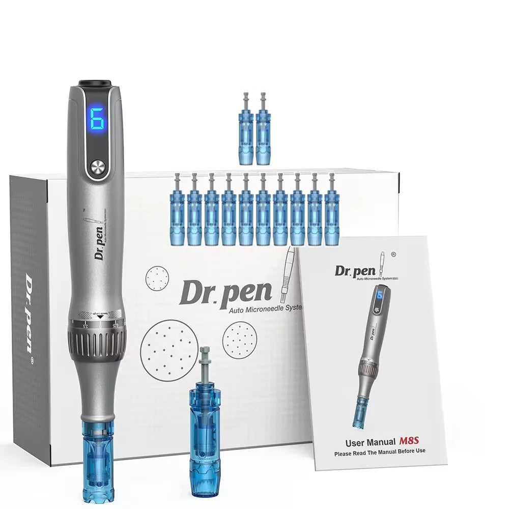 Derma Pen M8S Kit Wireless Microneedling Pen 3L Connector Skin Care Beauty Machine With 12pcs 0.2mm Needle Cartridge
