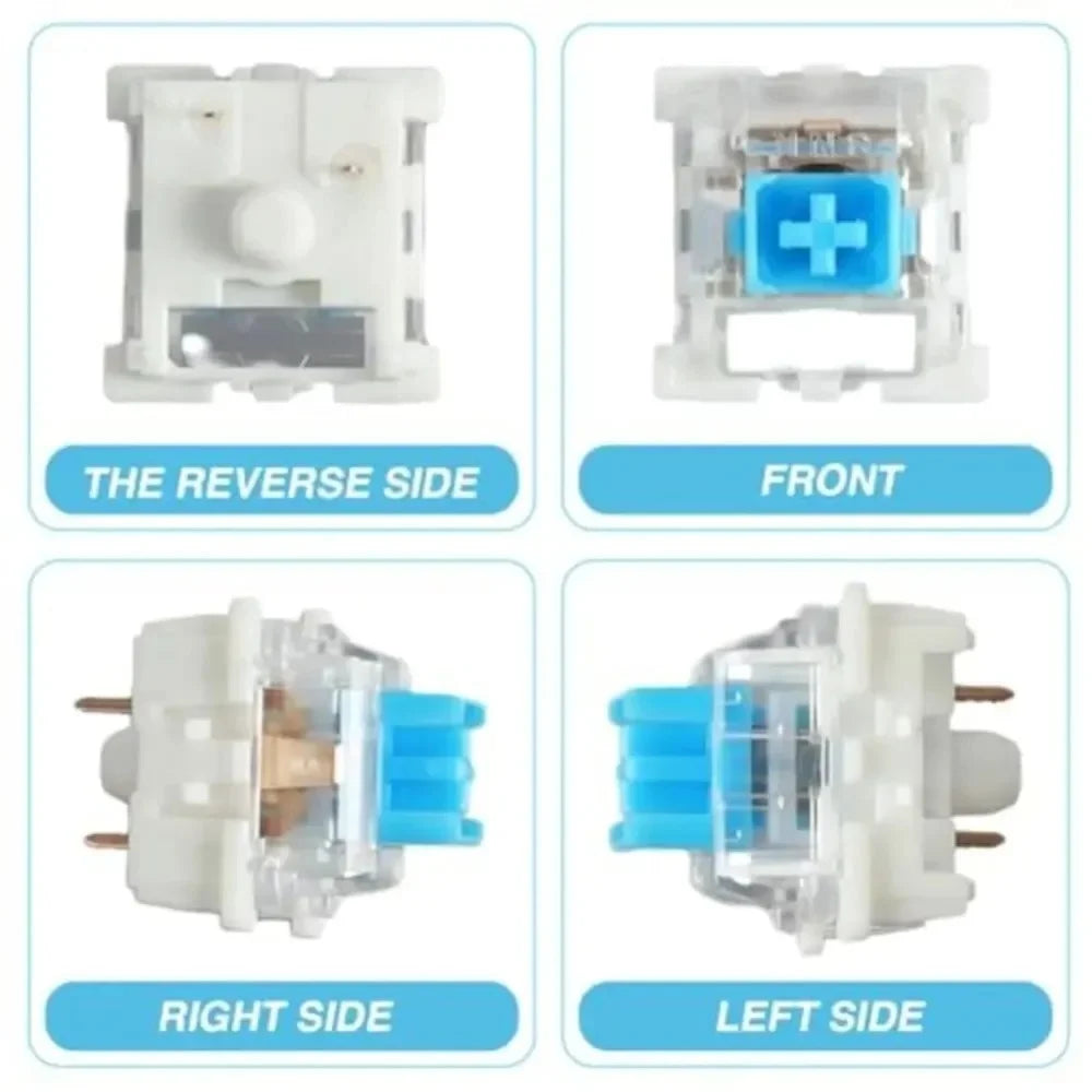200/10pcs Mechanical Keyboard Switches Blue Switch Customizable Hot-Swappable 3 Pins Cross Stem for Mechanical Keyboard